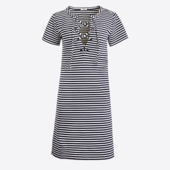 J. Crew Stripe Lace-Up Knit Dress - Picture 3 of 7